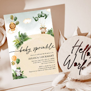 Invitation Modern Fun Jungle Safari Garçon Baby Sprinkle