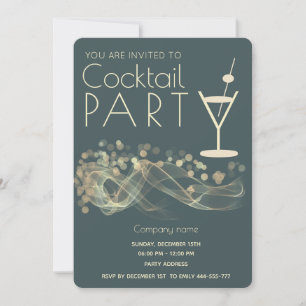 Invitation Modern Gold ondulée bokeh entreprise cockparty