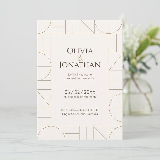 Invitation Modern Gold Ornaments Cream Wedding (Debout devant)