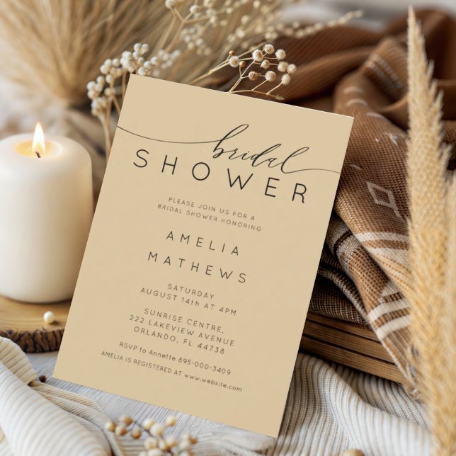 Invitation Modern Golden Beige Bridal Shower (Créateur téléchargé)