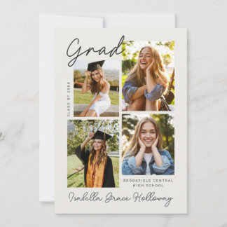 Invitation Modern Grad Announcement With Multiple Photos