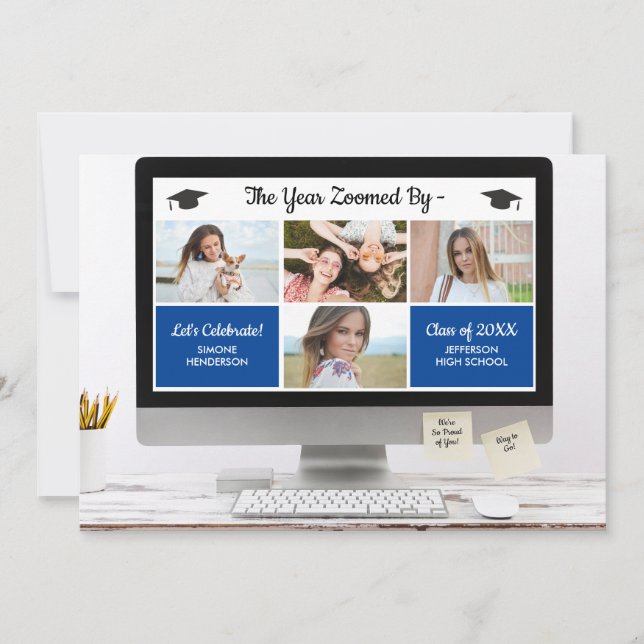 Invitation Modern Grad Photo Collage Funny Graduation Party (Devant)