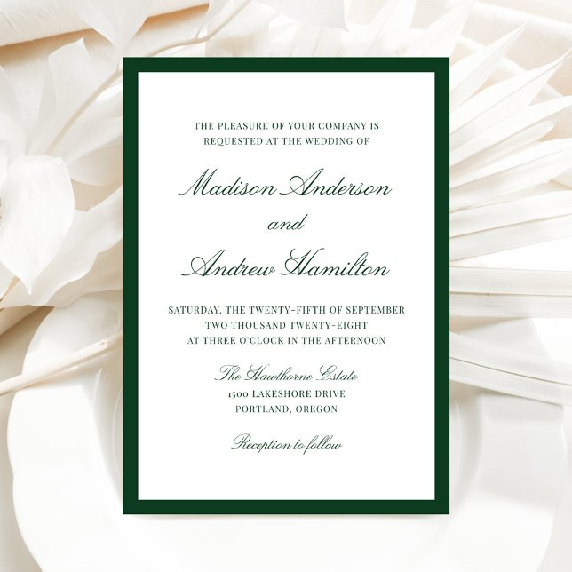 Invitation Modern Green Border Wedding (Créateur téléchargé)