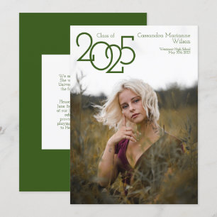 Invitation Modern Green Photo Graduation Announcement