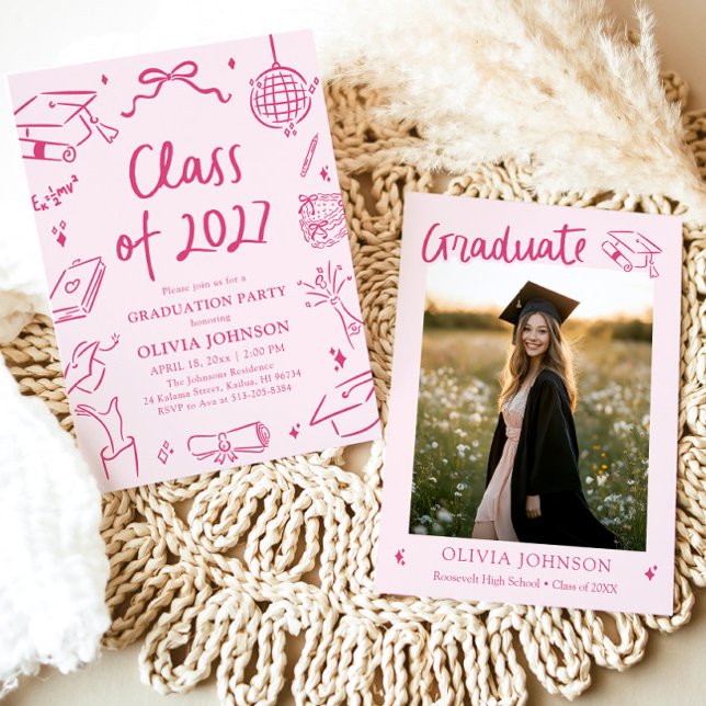 Invitation Modern Hand Drawn Class of 2027 Graduation Party (Modern Hand Drawn Class of 2027 Graduation Party Invitation)