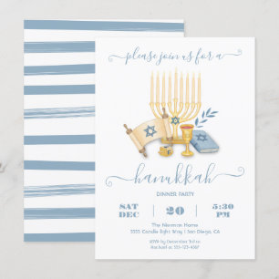 Invitation Modern Hanukkah Party Watercolor