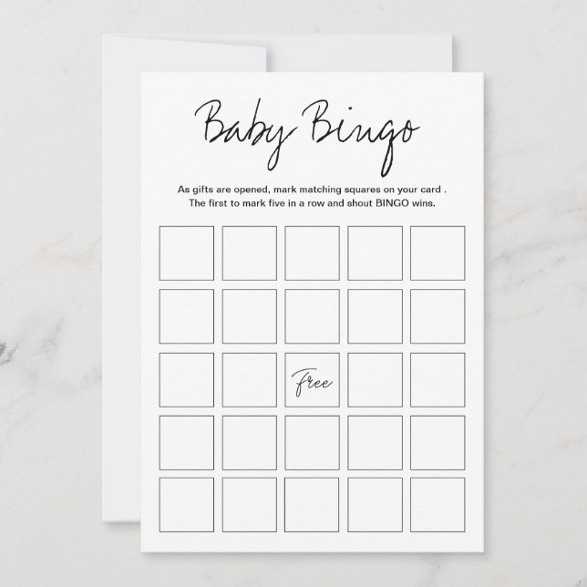 Invitation Modern Harlow Baby Shower Bingo Printable Game (Devant)