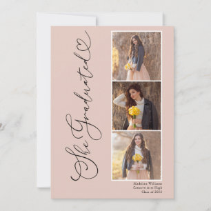 Invitation Modern Heart Four Photo Graduation Party