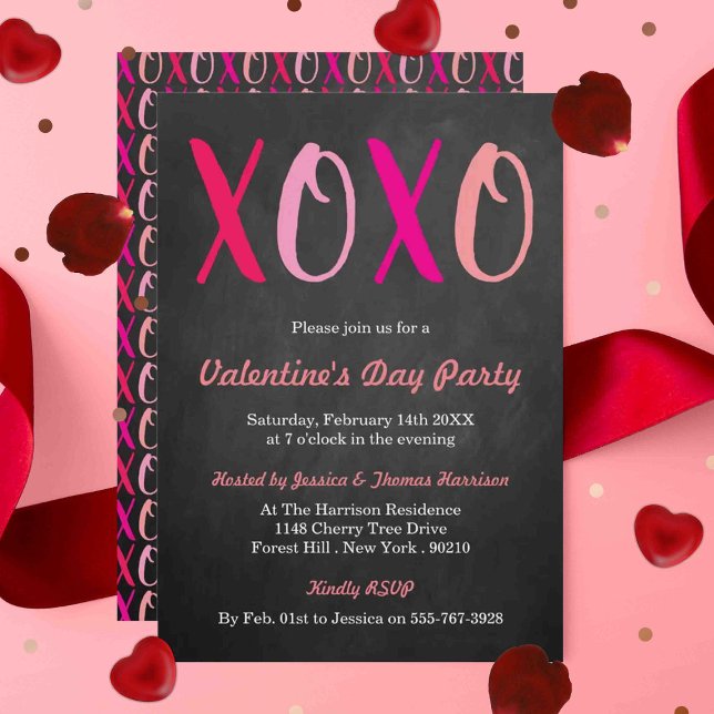 Invitation Modern Hugs & Kisses (XOXO) Saint-Valentin (Créateur téléchargé)
