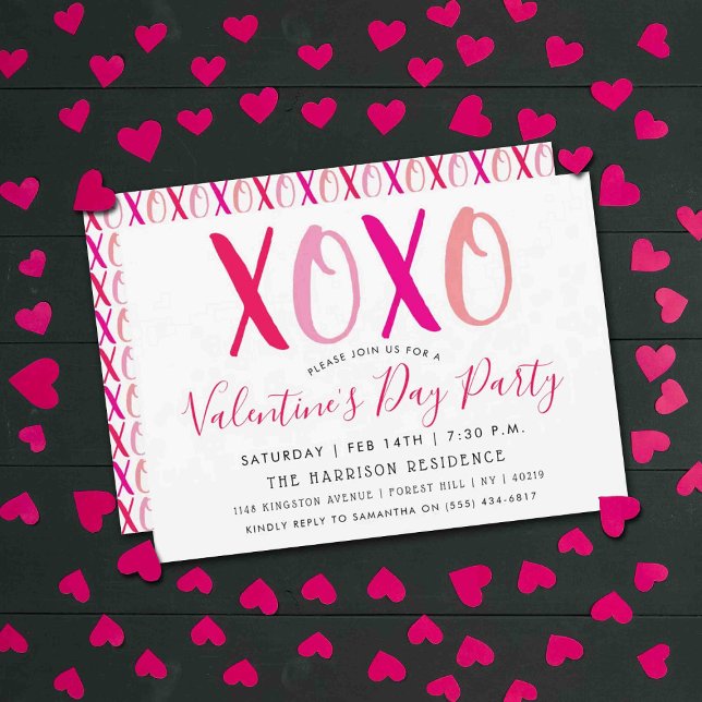 Invitation Modern Hugs & Kisses (XOXO) Saint-Valentin (Créateur téléchargé)