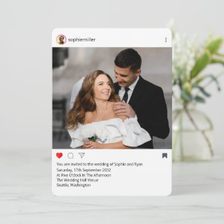 Invitation Modern Instagram Frame Custom Photo Wedding
