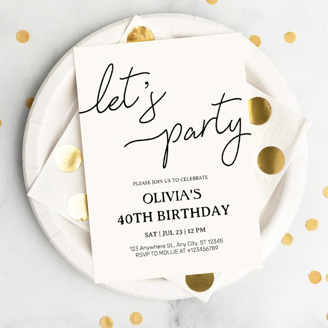 Invitation Modern Let’s Party 40th Birthday (Créateur téléchargé)