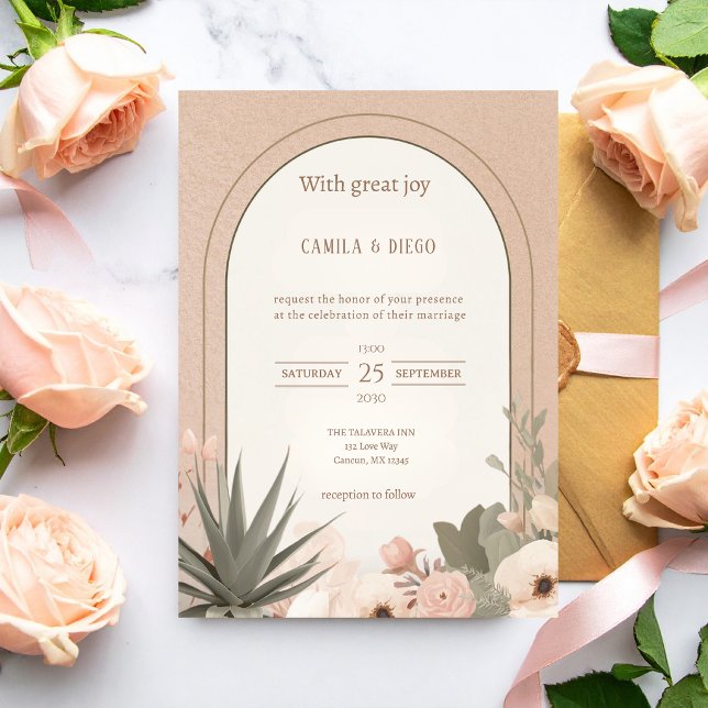 Invitation Modern Luxury Desert Flowers Wedding (Créateur téléchargé)