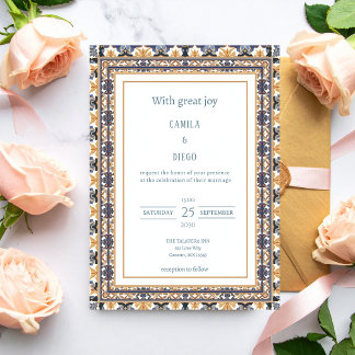 Invitation Modern Luxury Talavera Tile Wedding