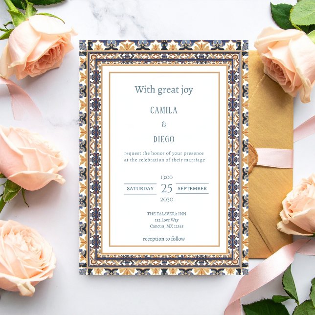 Invitation Modern Luxury Talavera Tile Wedding (Créateur téléchargé)