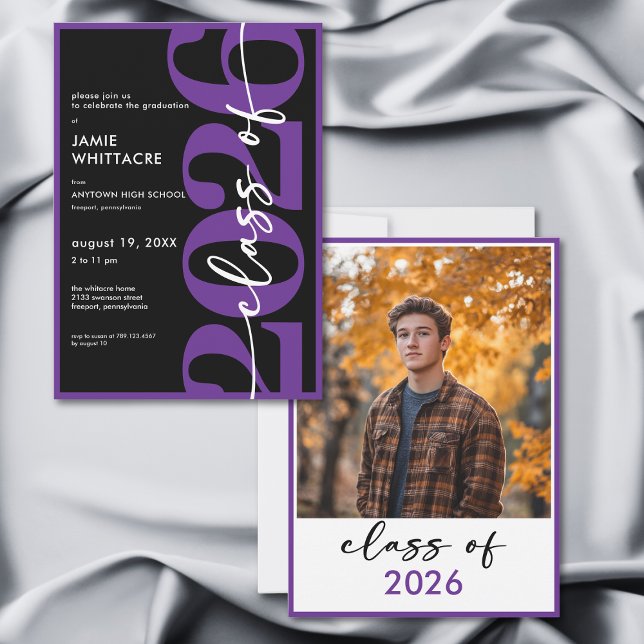 Invitation Modern Minimal Purple Typography Graduation Party (Modern Minimal Purple Typography Graduation Party Invitation)
