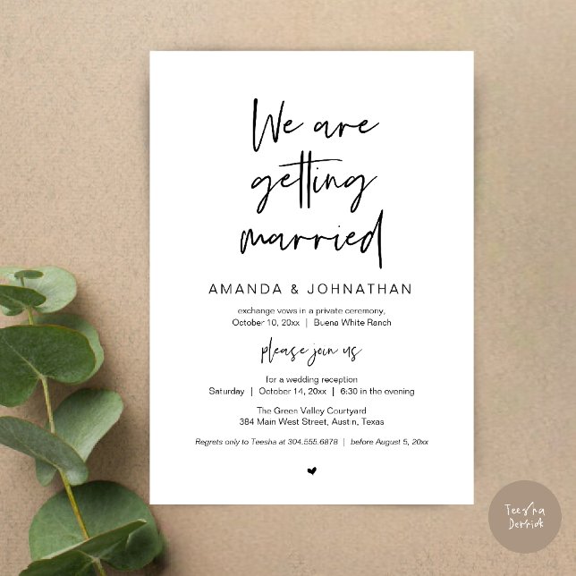 Invitation Modern Minimal Reception, We are getting married (Modern Minimal Reception, We are getting married Invitation Card in Black and white)