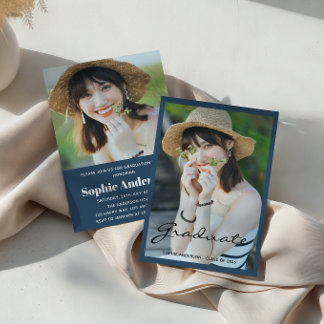 Invitation Modern Minimalist 2 Photo Graduation Party