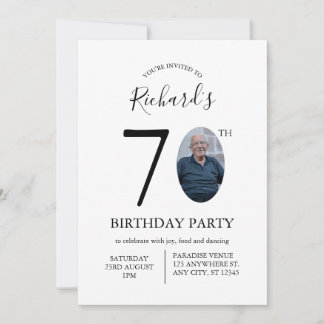 Invitation Modern Minimalist 70th Birthday Photo