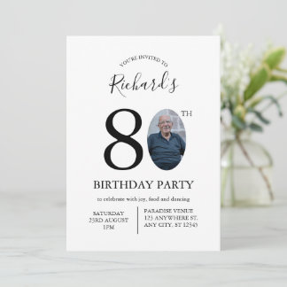 Invitation Modern Minimalist 80th Birthday Photo