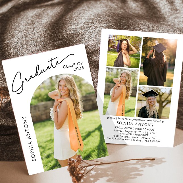 Invitation Modern Minimalist Arch Photo Graduation Party (Créateur téléchargé)