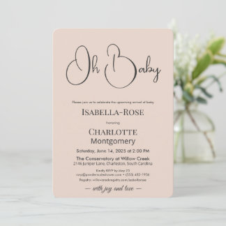 Invitation Modern Minimalist Baby Shower | Powder Blush