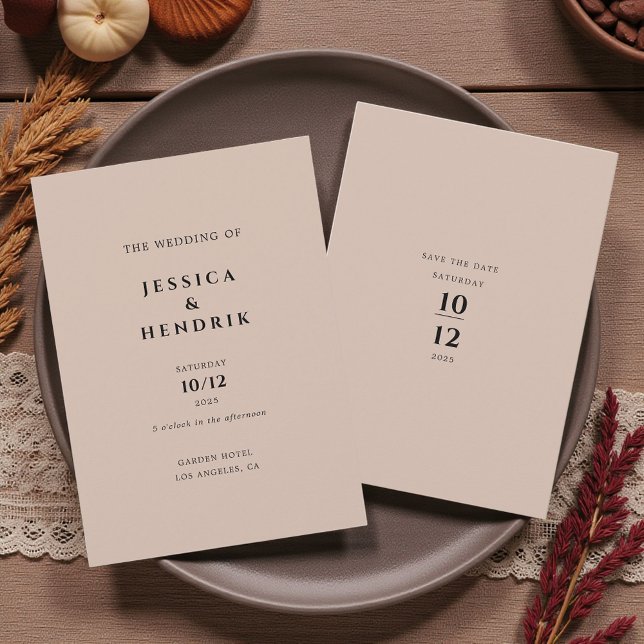 Invitation Modern Minimalist Elegant Bisque Wedding (Créateur téléchargé)
