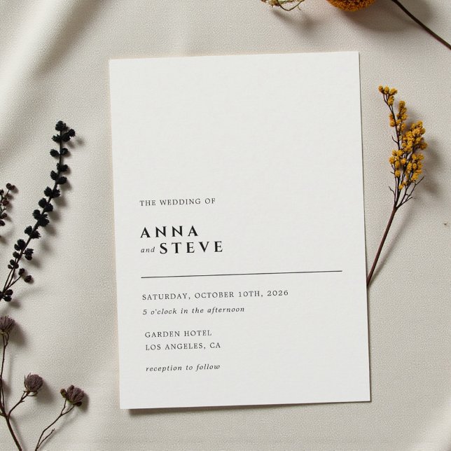 Invitation Modern Minimalist Elegant Black White Wedding (Modern Minimalist Elegant Black White Wedding Invitation)