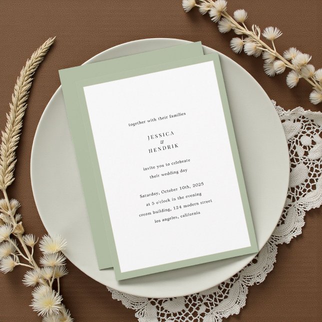 Invitation Modern Minimalist Elegant Sage Green Wedding (Créateur téléchargé)