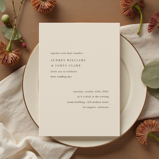 Invitation Modern Minimalist Elegant Simple Beige Wedding (Créateur téléchargé)