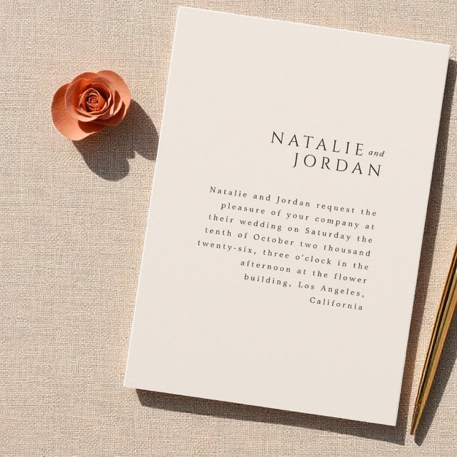 Invitation Modern Minimalist Elegant Simple Cream Wedding (Modern Minimalist Elegant Simple Cream Wedding Invitation)