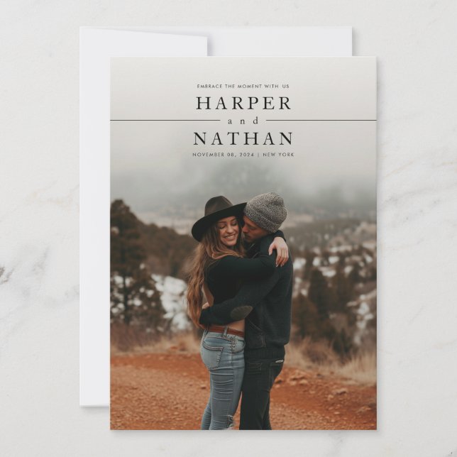 Invitation Modern Minimalist Photo QR Code Wedding (Devant)