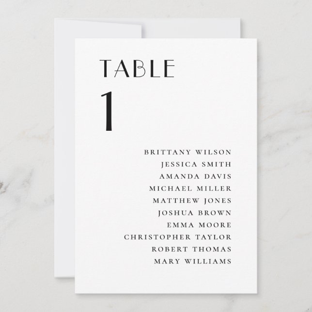 Invitation Modern Minimalist Wedding | Elegant Seating Chart (Devant)