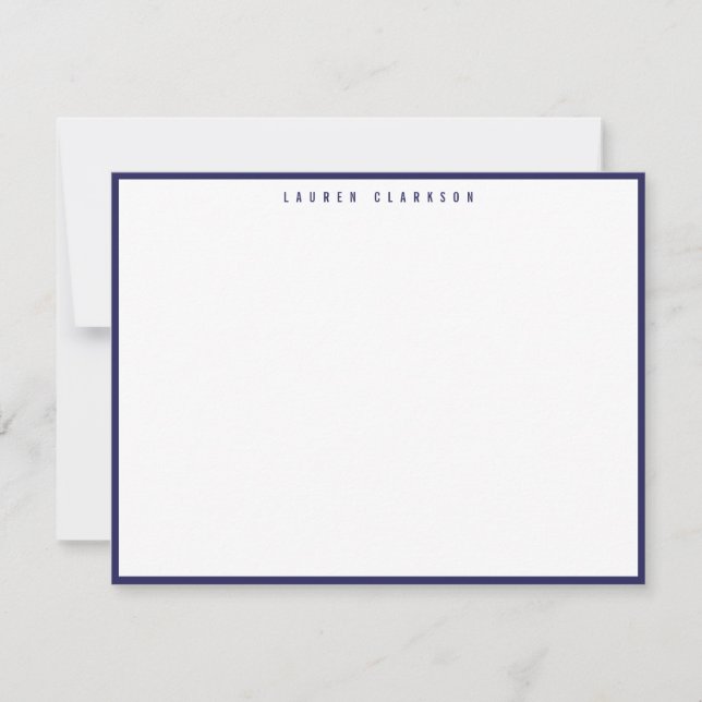 Invitation Modern Navy Blue Border Note Card (Devant)
