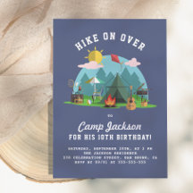 Modern Navy Blue Camping Birthday Party