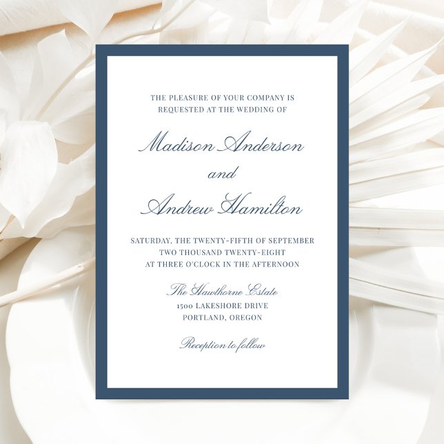 Invitation Modern Navy Border Wedding (Créateur téléchargé)