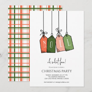 Invitation Modern Noel Happy Holidays Tags cadeaux Noël