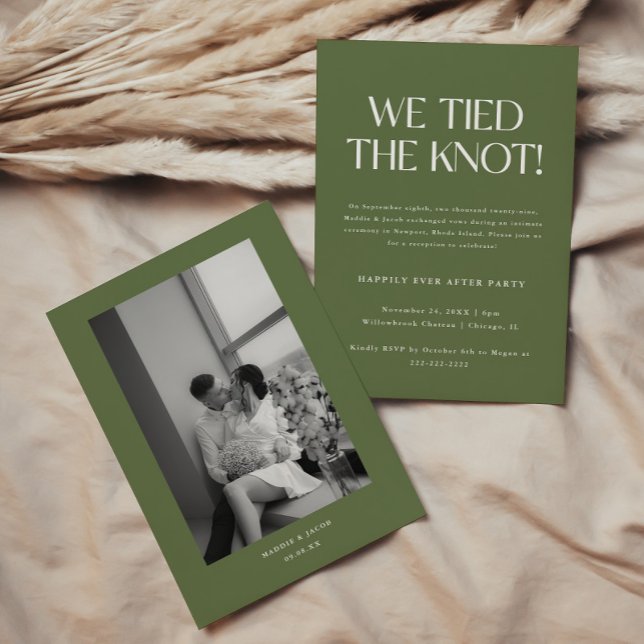 Invitation Modern Olive Green Wedding Elopement Reception (Créateur téléchargé)