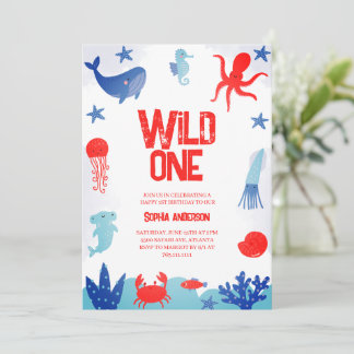 Invitation Modern Oneder The Sea Ocean Kids 1st Birthday Part