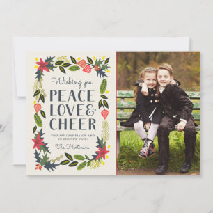 Invitation Modern Peace Love Cheer Festive Frame Photo
