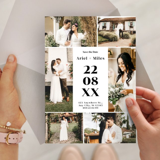 Invitation Modern Photo Collage Save the Date Wedding (Modern Photo Collage Save the Date Wedding Invitation, Custom Photo Wedding)