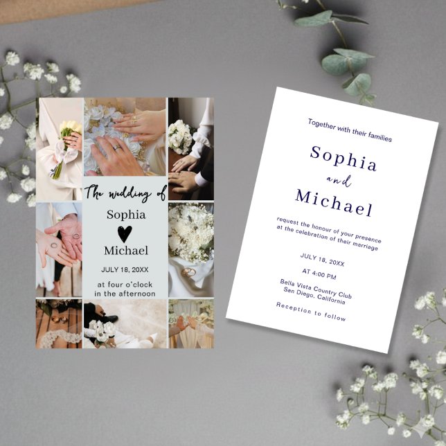 Invitation Modern Photo Collage Wedding Invite (Créateur téléchargé)