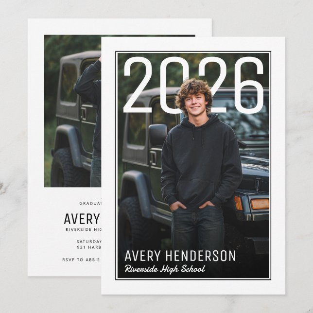 Invitation Modern PhotoPop Graduation Party (Devant / Derrière)