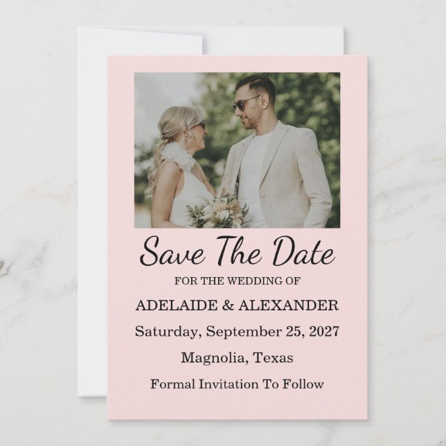 Invitation Modern Pink Blush Wedding Save The Date (Devant)