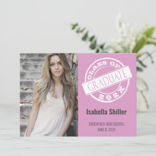 Invitation Modern Pink Photo Grad Graduation Party