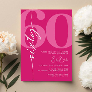 Invitation Modern Pink Soixante-dixième fête d'anniversaire