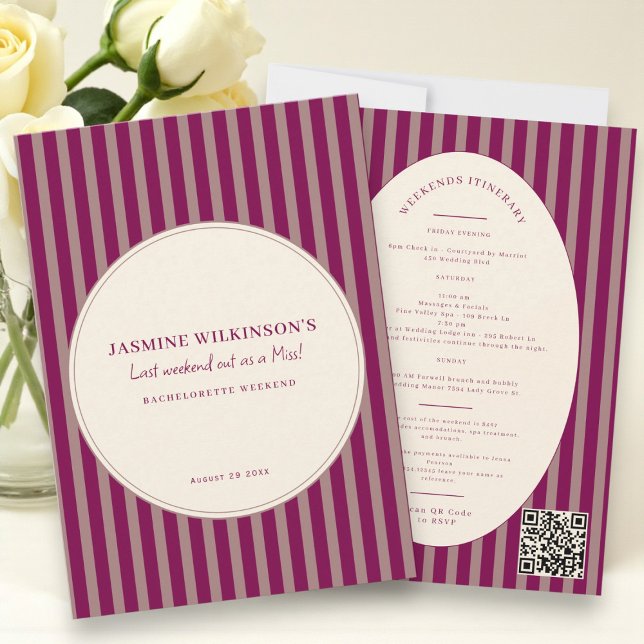 Invitation Modern QR code Bachelorette Weekend Itinerary (Créateur téléchargé)
