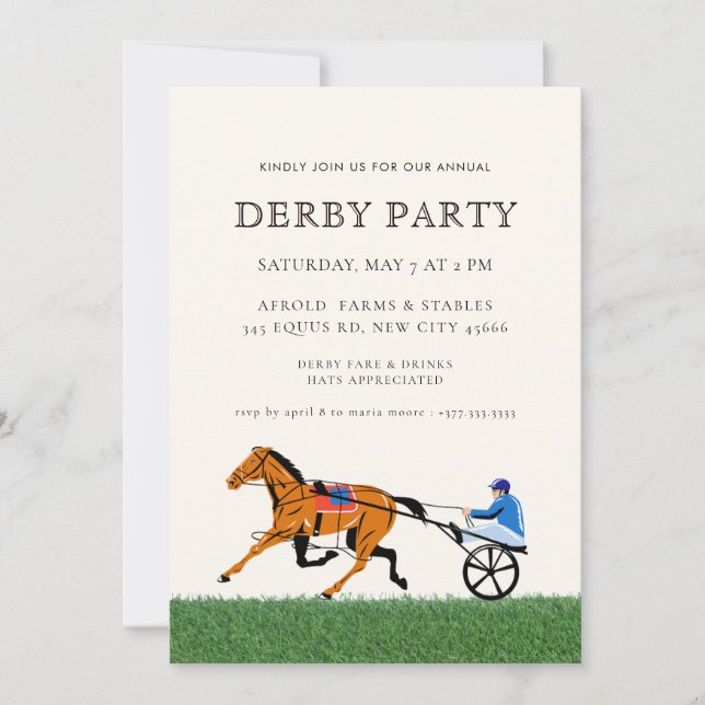 Invitation Modern Race Horse Derby Party Equestrian  (Devant)