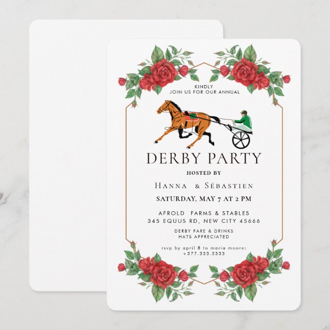Invitation Modern Race Horse Derby Party Equestrian  (Devant / Derrière)
