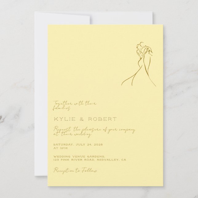 Invitation Modern Romantic Butter Yellow Wedding (Devant)